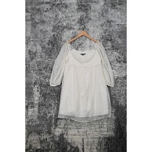 Modcloth White Chiffon Overlay Swiss Polka Dot Mini Dress